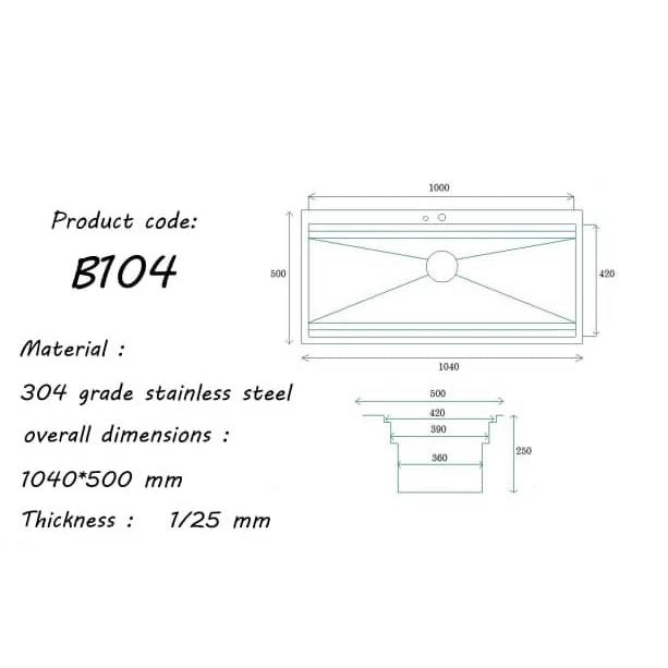 سینک ظرفشویی بنتو مدل B104